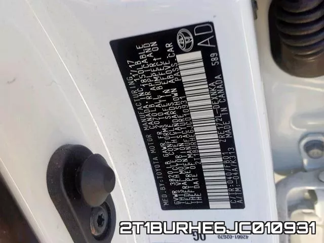 2T1BURHE6JC010931 фото 2