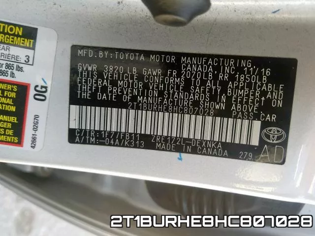 2T1BURHE8HC807028 фото 2