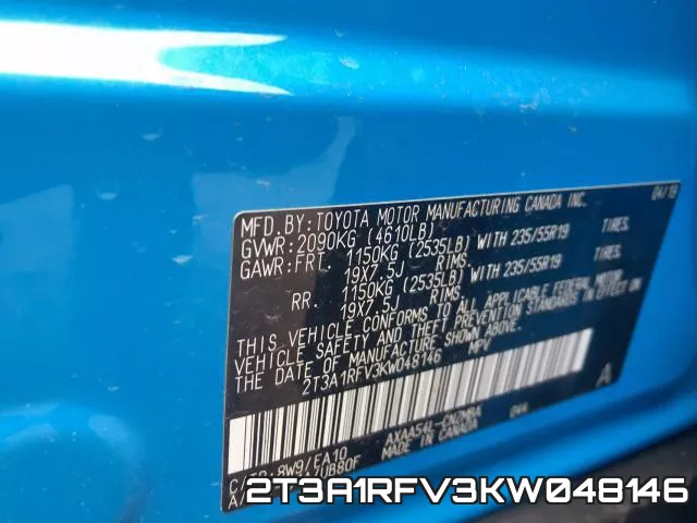 2T3A1RFV3KW048146 фото 2