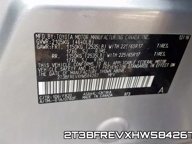 2T3BFREVXHW584267 фото 2
