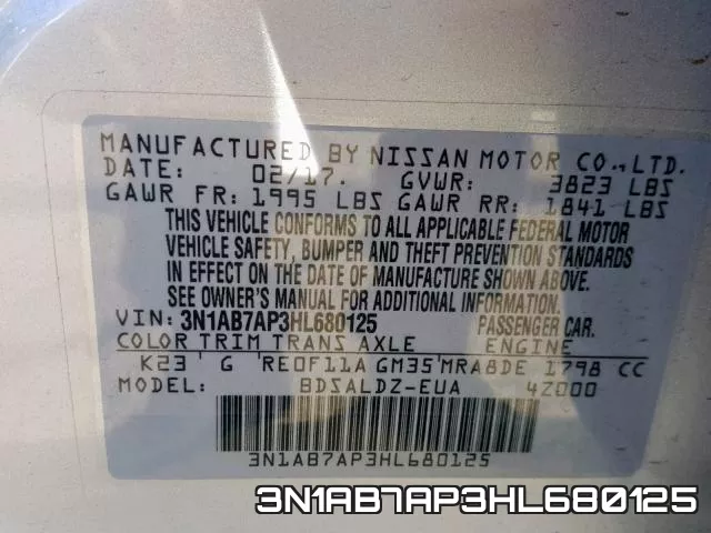 3N1AB7AP3HL680125 фото 2