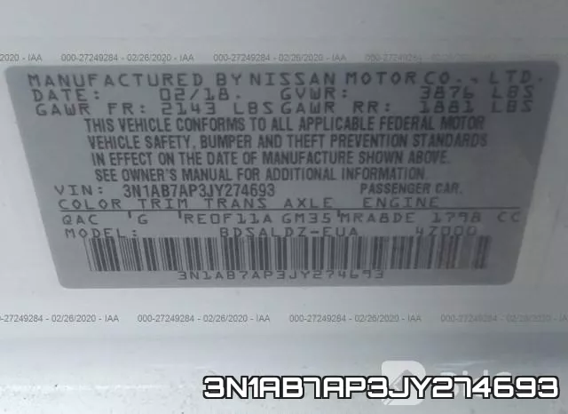 3N1AB7AP3JY274693 фото 10
