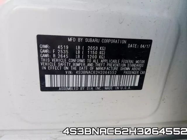 4S3BNAC62H3064552 фото 2