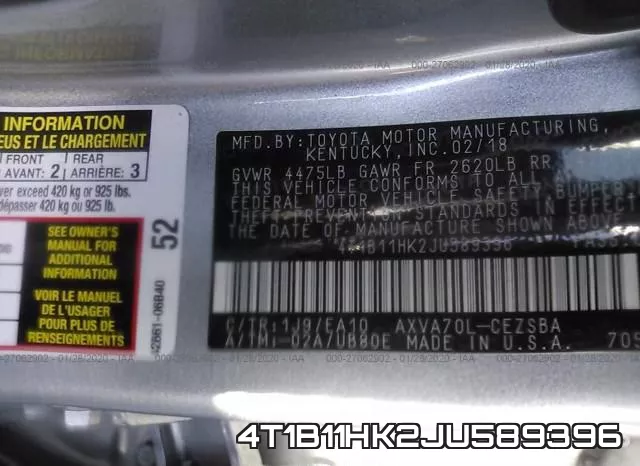 4T1B11HK2JU589396 фото 10