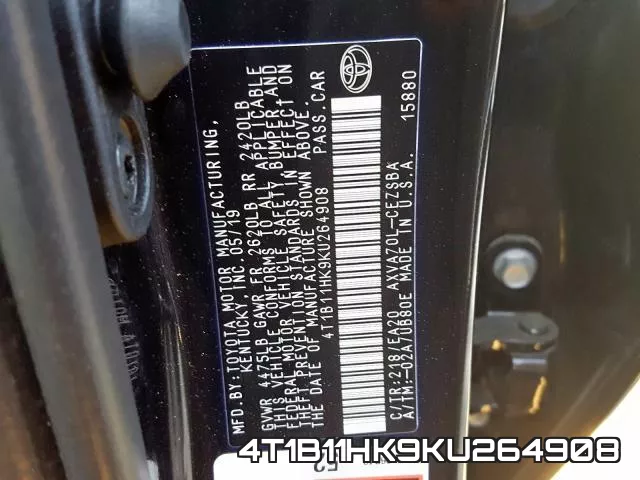 4T1B11HK9KU264908 фото 2
