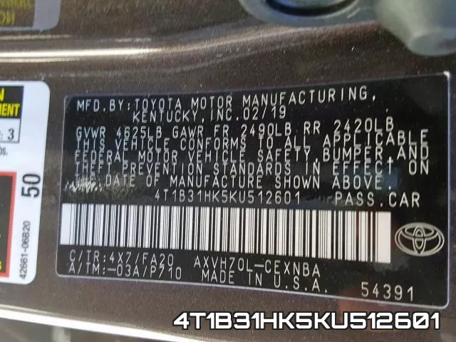 4T1B31HK5KU512601 фото 2