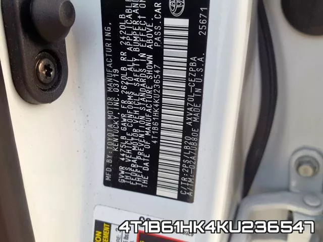 4T1B61HK4KU236547 фото 2