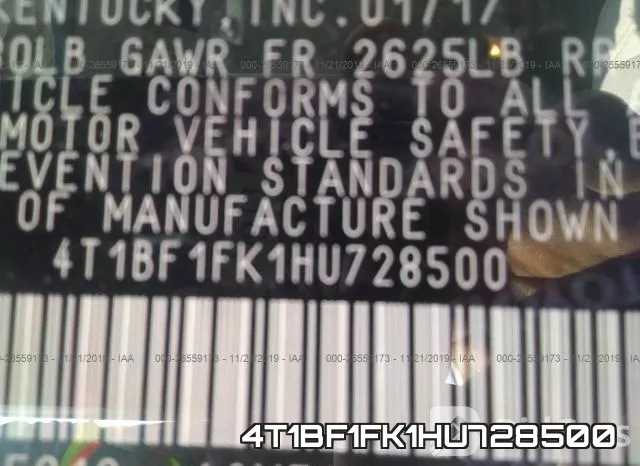 4T1BF1FK1HU728500 фото 10