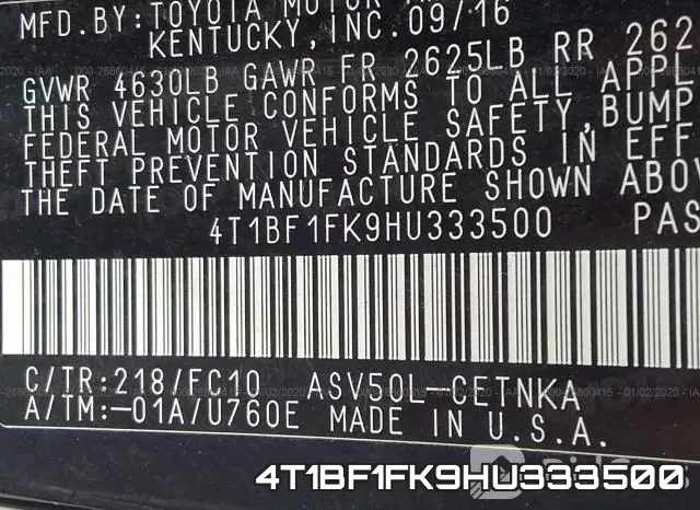 4T1BF1FK9HU333500 фото 10