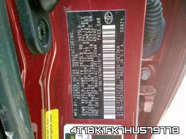 4T1BK1FK7HU579778 фото 2