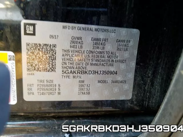 5GAKRBKD3HJ350904 фото 2