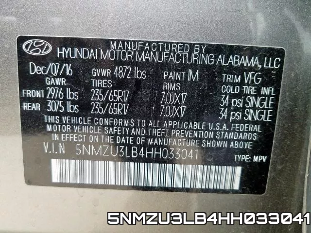 5NMZU3LB4HH033041 фото 2