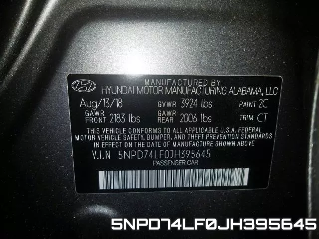5NPD74LF0JH395645 фото 2