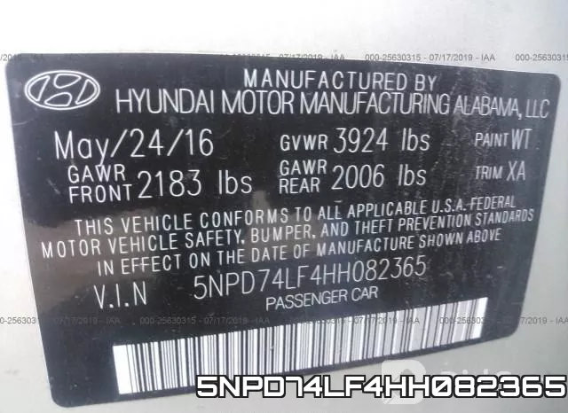 5NPD74LF4HH082365 фото 10