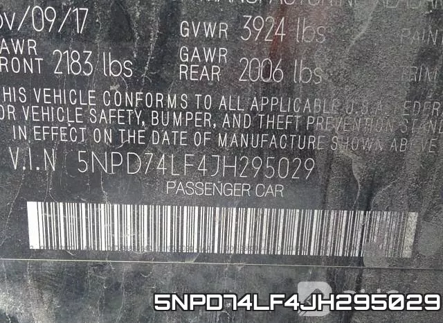 5NPD74LF4JH295029 фото 10