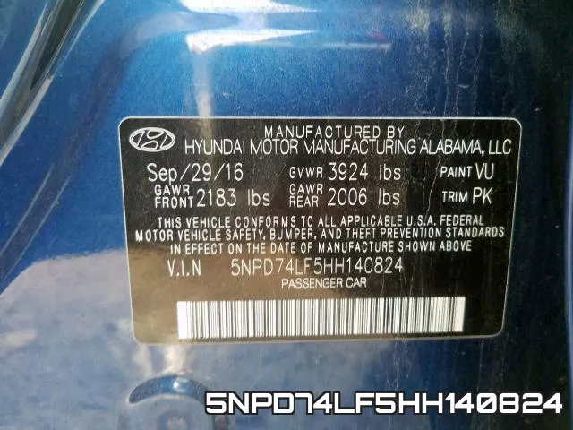 5NPD74LF5HH140824 фото 2