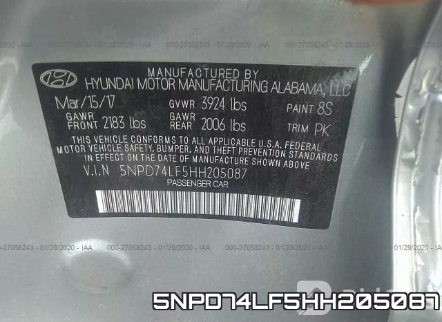 5NPD74LF5HH205087 фото 10