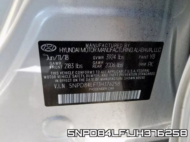 5NPD84LF1JH376258 фото 2
