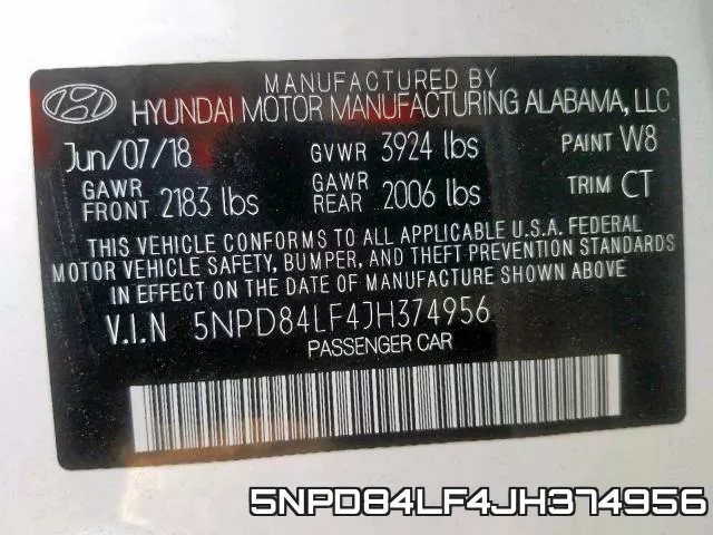5NPD84LF4JH374956 фото 2