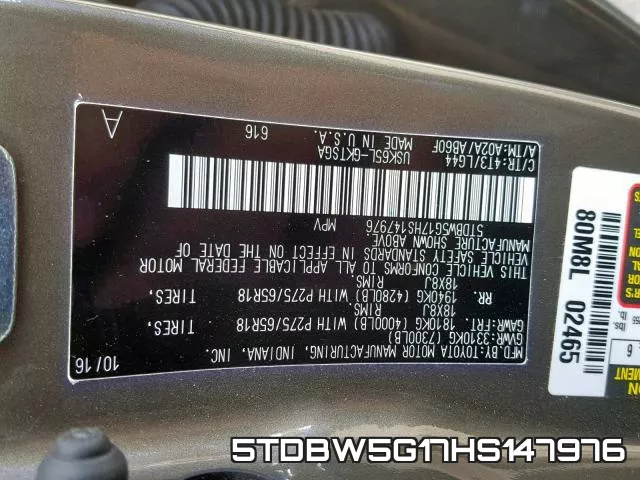 5TDBW5G17HS147976 фото 2