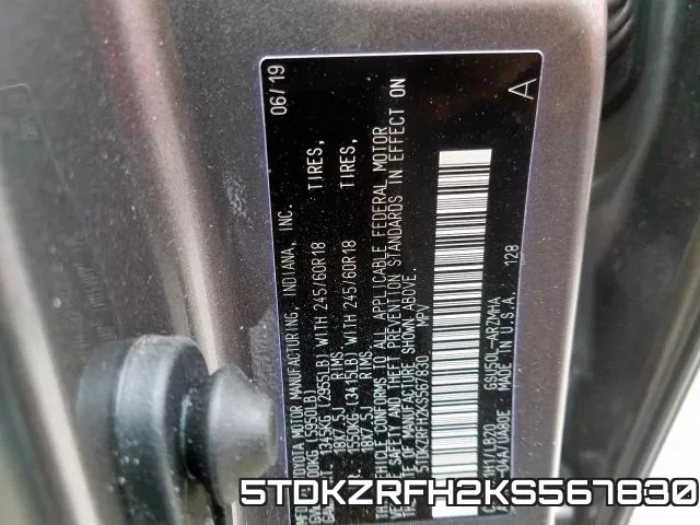 5TDKZRFH2KS567830 фото 2