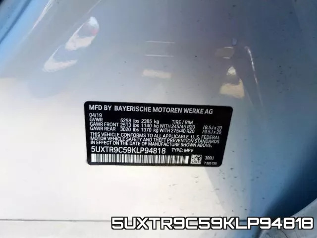 5UXTR9C59KLP94818 фото 2