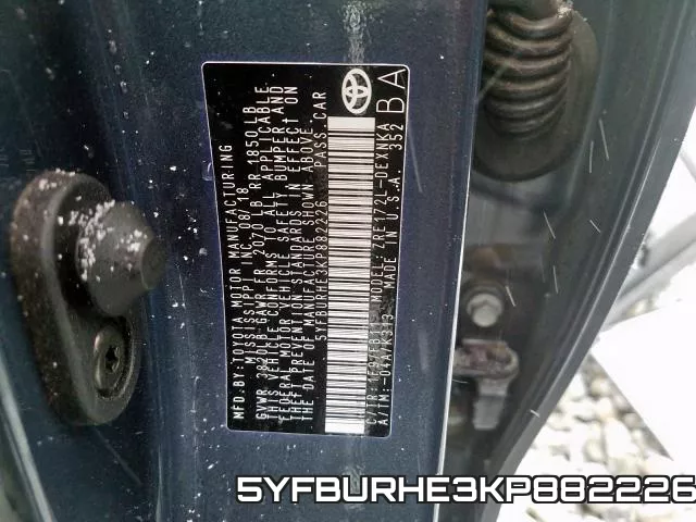 5YFBURHE3KP882226 фото 2