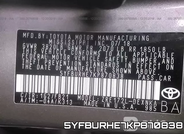 5YFBURHE7KP870838 фото 10
