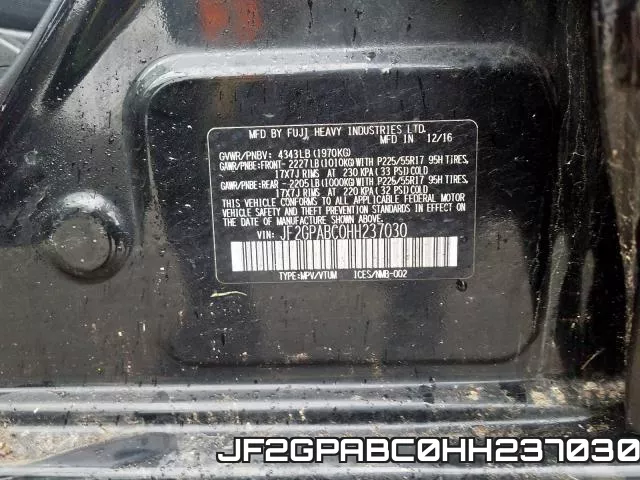 JF2GPABC0HH237030 фото 2