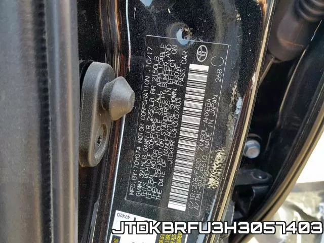 JTDKBRFU3H3057403 фото 2
