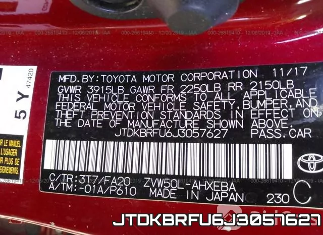 JTDKBRFU6J3057627 фото 10