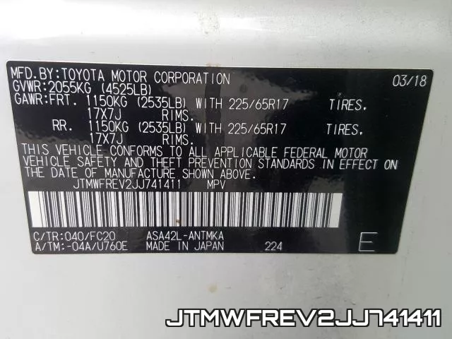 JTMWFREV2JJ741411 фото 2