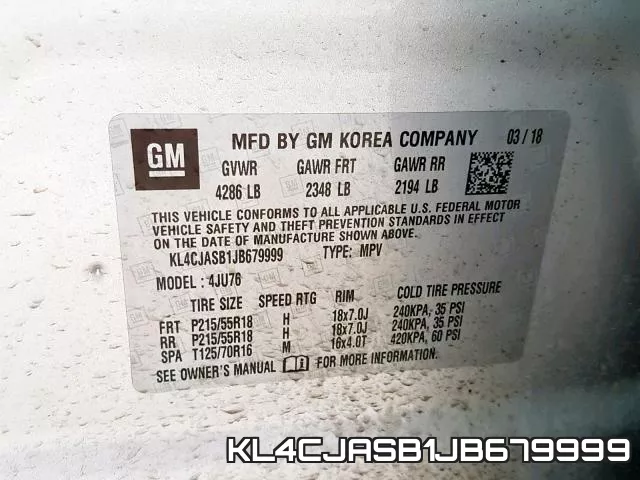 KL4CJASB1JB679999 фото 2