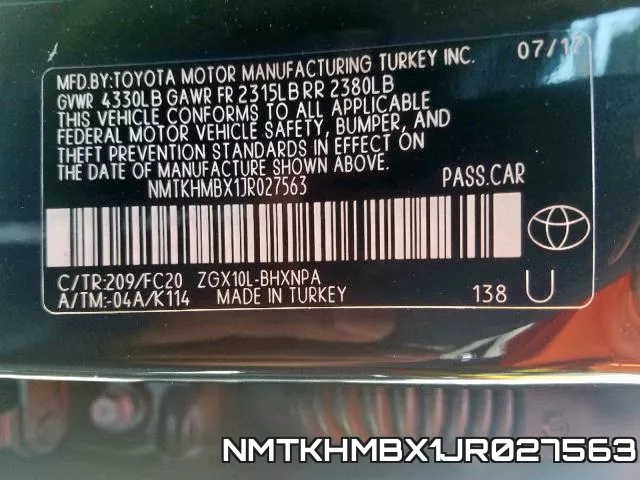 NMTKHMBX1JR027563 фото 2