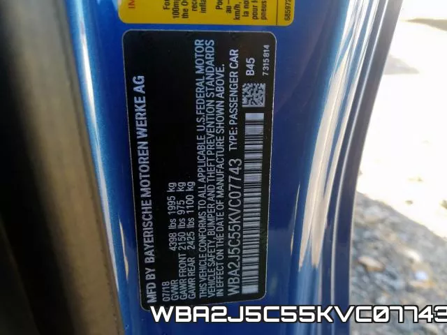 WBA2J5C55KVC07743 фото 2