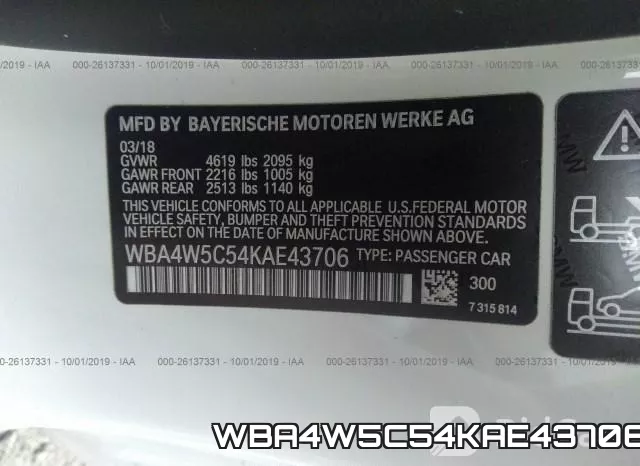 WBA4W5C54KAE43706 фото 10