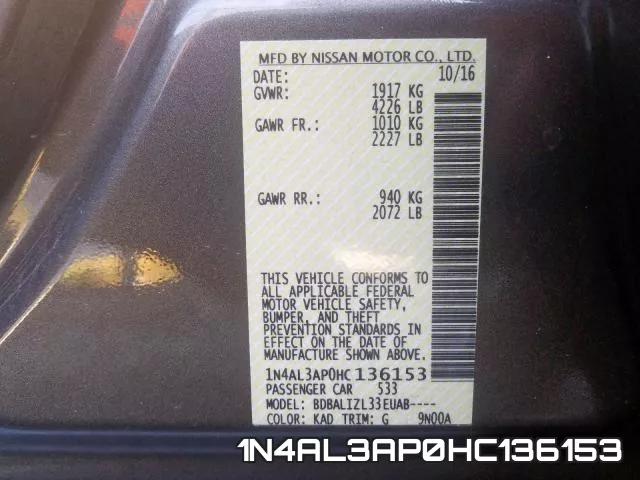 1N4AL3AP0HC136153 фото 2