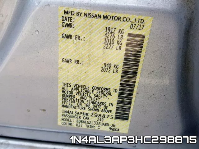 1N4AL3AP3HC298875 фото 2