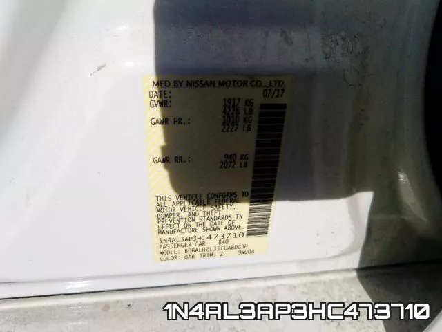 1N4AL3AP3HC473710 фото 2