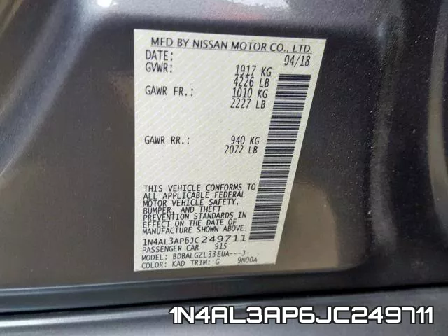 1N4AL3AP6JC249711 фото 2