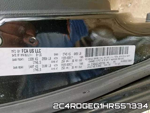 2C4RDGEG1HR557334 фото 2