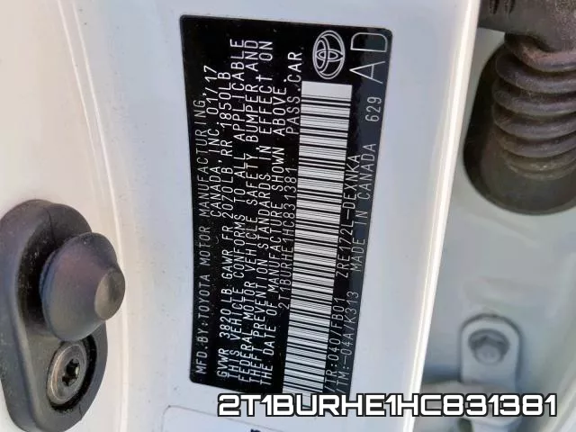 2T1BURHE1HC831381 фото 2