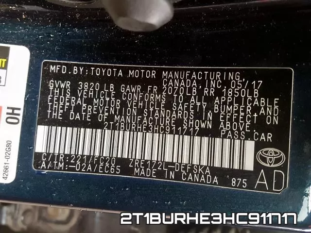 2T1BURHE3HC911717 фото 2