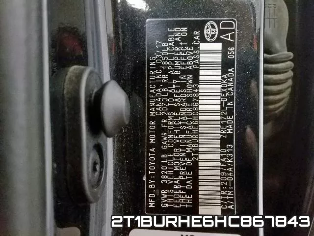 2T1BURHE6HC867843 фото 2
