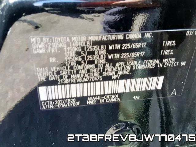 2T3BFREV8JW770475 фото 2