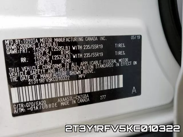 2T3Y1RFV5KC010322 фото 2
