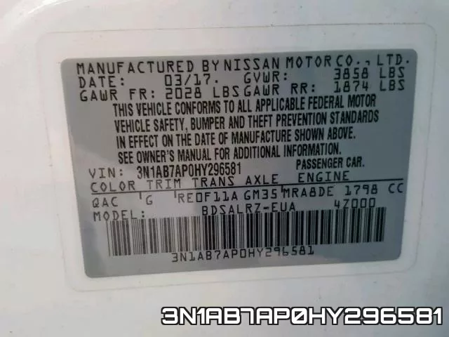 3N1AB7AP0HY296581 фото 2