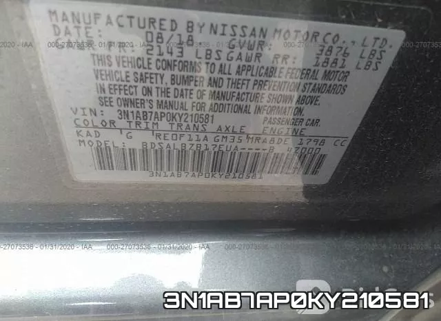 3N1AB7AP0KY210581 фото 10