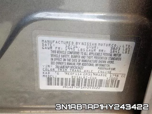 3N1AB7AP1HY243422 фото 2