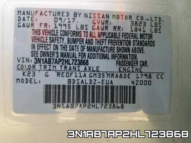 3N1AB7AP2HL723868 фото 2
